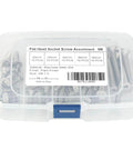 Clear box of Assorted M6 Flat Head Socket Cap Screws Available In 20, 25, 30, 35, And 40mm Lengths With 4mm Allen Drive