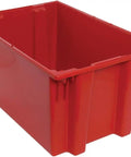 Red Three Pack Heavy Duty Nest Totes For Transport And Part Organization Injection Molded HDPE Bins Waterproof And Chemical Resistant