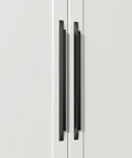Dope Matte Black Cabinet Handles 10 Pack, 7.5 Inch Finger Pulls on white cabinet doors, sleek aluminum alloy hardware.