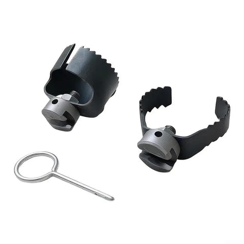 Heavy Duty Three Piece Drain Auger Set Featuring Tough As Nails Steel Cutter Heads for 4 to 8 inch pipes, including cutters in the image.