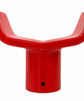 Beefy Heavy Duty 12 Ton Bottle Jack Adapter with One Quarter Inch Steel Axle Saddle, red color, front view