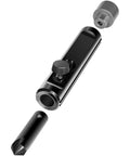 Tubing deburring tool for 3/16–1/2 in lines; silver and black metal body with knurled adjustment knob
