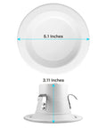 Dimensions of 4 Inch LED Recessed Can Lights Kit, Dimmable Retrofit Downlights With 5 Color Temperature Options, top and side views