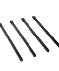 Four black Heavy Duty Folding Table Legs 700mm four pack self locking with multi direction mounting for RV desks in a row