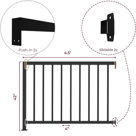 Vertical Guard Rail Kit For Deck And Porch, 4.5 Ft Wide By 42 In High, Pro Grade DIY Railing Baluster Set With Middle Post, Brackets Included, Ideal For Balcony, Patio Or Stair Rail, Easy Install For DIYers And Pros