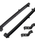 Hidden Flip Up Cabinet Door Rail Set 9.5 Inch Track Hardware in black, side view showing two rails and mounting brackets for smooth drawer glides.