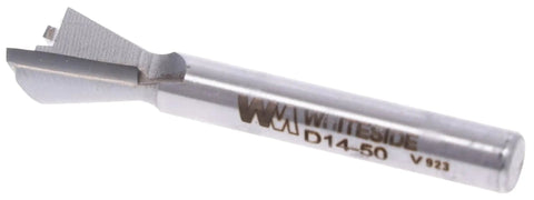 Pro Grade 14 Degree Carbide Dovetail Router Bit With 1/2 Inch Big Cutter And Deep Cut Sweep designed for clean cuts in woodworking.