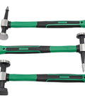 Three Piece Auto Body Hammer Set For Dent Repair And Sheet Metal Shaping Including Flat Face Pointed Pick And Square Face Hammers