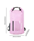 Waterproof Paddling Backpack With Wide Opening, Lightweight 20L Gear Carrier For Camping, Open Water, Beach, And Hiking, Pink