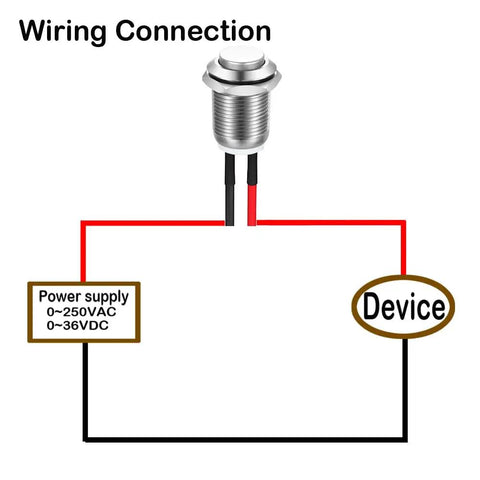 5 Pack 12mm Waterproof Momentary Push Button Switches Prewired Stainless Steel High Head On Off 2A 12V/24V/125V/250V AC IP65 Rugged Panel