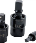 Impact Rated Universal Joint Socket Set 3 Piece With Quick Size Markings for Easy Access in Tight Spots Tough as Nails Chrome Finish