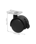 Badass Smooth Rolling Swivel Caster Wheels With Locking Brakes For Couches Tables And Home Appliances Tough Black Plastic Metal Frame Effortless 360 Spin Four Piece Kit, detailed side view.