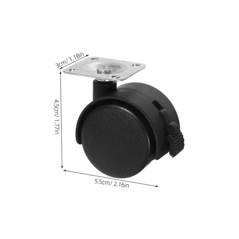 Badass Smooth Rolling Swivel Caster Wheels With Locking Brakes For Couches Tables And Home Appliances Tough Black Plastic Metal Frame Effortless 360 Spin Four Piece Kit, detailed side view.