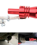 Turbo Whistle Exhaust Pipe With Oversized Roar For Cars Red Aluminum Muffler Sound Mod XL Car Accessory with installation view.
