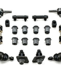 Bulletproof Suspension Kit With Premium Steering Tie Rod Ends For Front Left Right Upper Lower Positions Includes Cotter Pins Grease Boots And Zerk Fittings, displaying ball joints and tie rods.