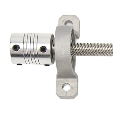 Beefed Up Linear Motion Kit with guide rod shafts, T8x8 lead screw, SC8UU bearing blocks, shaft supports, flexible couplings, and nut.