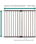 Bulletproof Hardware Mounted Walk Thru Pet Gate 31 Inches Tall Fits 28 To 48 Inch Doorways with measurement details.