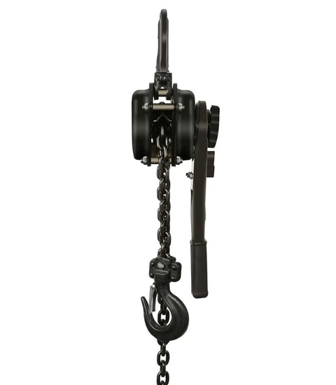 Side view of Lever Chain Hoist 3/4 Ton Manual Ratchet Chain Puller Lift 10 Ft Aluminum Hand Wheel 6 Mm Chain 1650 Lbs Capacity