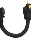 Heavy Duty Stove Power Converter Cord Adapting 240 Volt Nema 10 50 High Voltage Plug To Standard 120 Volt Home Outlet close-up view of plug end.