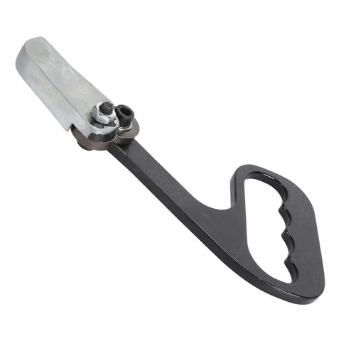 Manual Hand Pull Sheet Cutter For Metal And Plastic No Power Needed Portable Labor Saving Cutter shown from front angle, black handle, cutting blade.