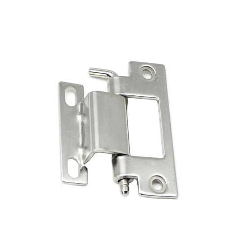 Close-up of stainless steel hinge from Distribution Cabinet Door Hinge And Control Box Hardware Kit for industrial cabinets.