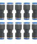 10 black and blue 5/16 Inch To 1/4 Inch Pneumatic Push To Connect Fittings, Straight Reducer Union, Quick Connect Design