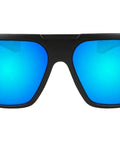 Dope Matte Black Mens Safety Sunglasses With Ice Blue Mirror Lens non-slip foam lining front view