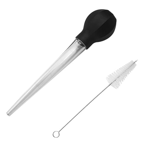 Game-Changing Silicone Turkey Baster With Cleaning Brush, Easy To Use Bulb Syringe Basting Tool, 11.5 Inch