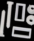 Premium Built Tough Rectangular White Plastic Toilet Seat Hinge Bolts With Nuts And Washers, 2pk hinge bolts with washers.