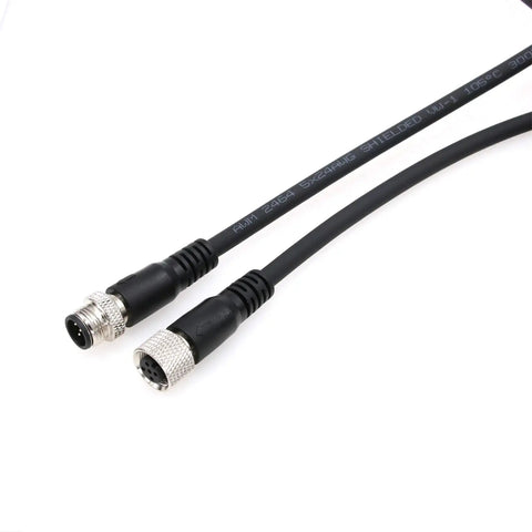 M12 A Coded 5 Pin Male To 5 Pin Female Actuator Sensor Cable, shielded PVC cable with aviation connector, 15m length