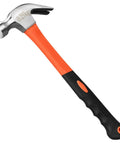 General-purpose claw hammer with orange fiberglass handle and black non-slip grip, smooth face, 8/16/24 oz options.