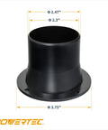 Built Different Heavy Duty Dust Port Inlet Flange 2 1/2 Inch with dimensions for connecting flexible hose.