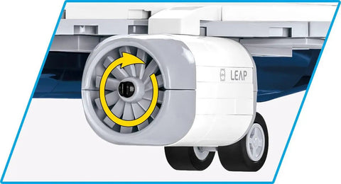 Close-up of engine part from Boeing 737-8 Plane Building Kit With 340 High Quality Elements, Dope Moving Parts, EU Made