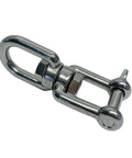 Heavy Duty 3/8 Inch Stainless Steel 316 Jaw And Eye Swivel for boat mooring and dock rigging.