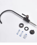 Real Deal Oil Rubbed Bronze Drinking Water Faucet For Reverse Osmosis Systems With Non Air Gap Design And Lead Free 304 Stainless Steel Construction parts including swivel neck and quick connects.