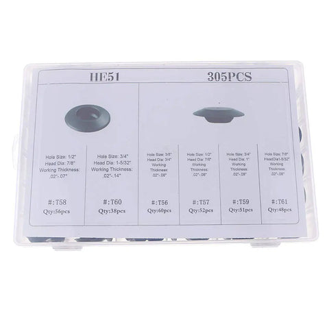 305 Pieces Rubber Snap In Blanking Plugs For Automotive Holes Bungs Stopper Set in clear storage case