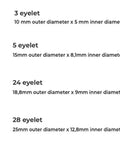 3, 5, 24, 28 mm eyelets for Rivet Eyelet Grommet And Snap Button Die Set For Hand Press Machine Complete Pro Grade Kit