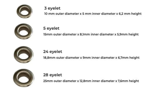 3, 5, 24, 28 mm eyelets for Rivet Eyelet Grommet And Snap Button Die Set For Hand Press Machine Complete Pro Grade Kit