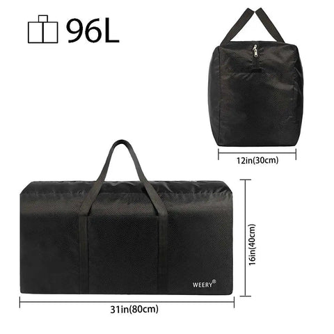 Roomy 96L Duffle Bag For Men And Women Foldable Waterproof Travel Gear Rugged Honeycomb Nylon Build Lightweight And Durable Black