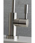 Concord Water Filtration Faucet In Brushed Nickel, Drip Free Ceramic Disc, Solid Brass And Zinc Alloy Construction, Deck Mount Single Hole Install, 2.11 GPM At 60 PSI For Clean, Crisp Drinking Water close-up of handle and spout