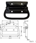 Black Iron Aviation And Transport Box Handles 2 Pack With Screws Included, chest handle diagram and dimensions, black iron finish