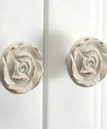 Ivory White Rose Cabinet Knobs 8 Pack Totally Vintage Shabby Chic Zinc Alloy Drawer Pulls For Dresser Vanity Nightstand Cupboard Wardrobe