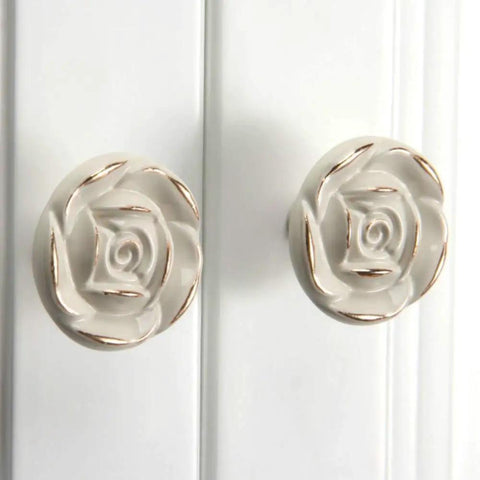 Ivory White Rose Cabinet Knobs 8 Pack Totally Vintage Shabby Chic Zinc Alloy Drawer Pulls For Dresser Vanity Nightstand Cupboard Wardrobe