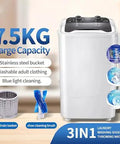 Portable Automatic Shoes Washer And Compact Laundry Cleaner With Built In Spin Dry, Hella Smooth Multi Function Machine For Sneakers And Casual Threads, No Sweat Setup Makes Keeping Your Gear Fresh Totally A Breeze. 7.5kg stainless steel washer with drain basket and shoe cleaning brush.