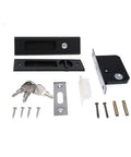 Matte Black Privacy Pocket Door Lock Hardware With Invisible Recessed Handle Latch And Keys, 6.3 Inch Sliding Door Mortise Lock