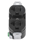 Heavy Duty Industrial Duplex Power Outlet 20 Amp 125 Volt Double Wall Socket with dual receptacles and metallic grounding tab.