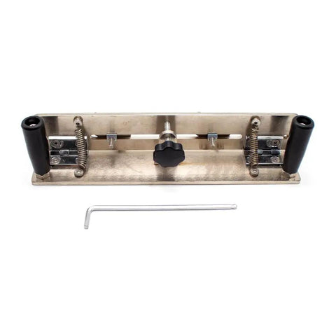 Heavy Duty Stainless Steel Knife Grinding Workbench And Adjustable Sharpener Jig showing adjustable jaw clamps and setup tools.