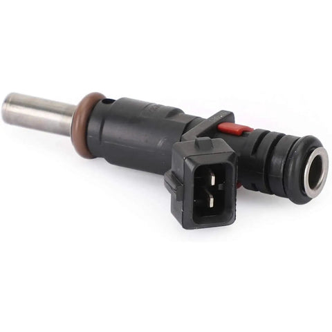 4Pcs Fuel Injectors 7561277 13537561277 For BMW N45 N46N E93 320i 2.0L Engine Replacement To Boost MPG And Smooth Idle With Balanced Fuel Delivery And Lower Emissions. Single black metal fuel injector with electrical connector