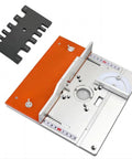 Precision Aluminum Router Table Insert Plate With Miter Gauge Guide Fence Sliding Brackets for woodworking tasks.
