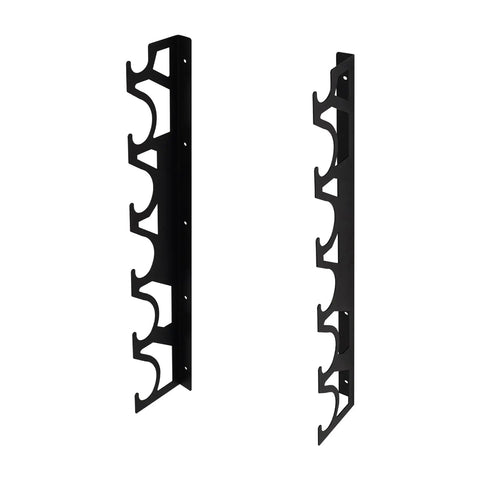 Straight Up Solid Metal Wall Mount Vinyl Holder Rack Stores Six Rolls With Adjustable Brackets, showing side view of two black metal brackets.